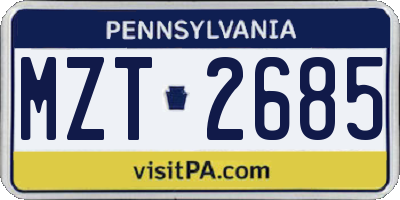 PA license plate MZT2685