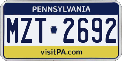 PA license plate MZT2692