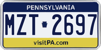 PA license plate MZT2697