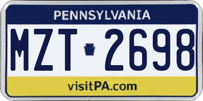 PA license plate MZT2698