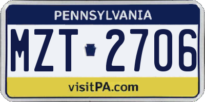 PA license plate MZT2706
