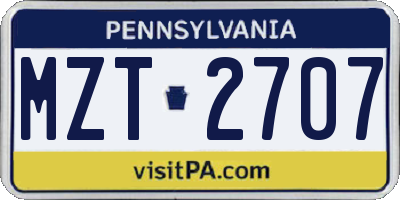 PA license plate MZT2707
