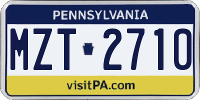 PA license plate MZT2710