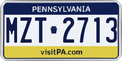 PA license plate MZT2713