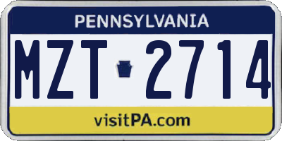 PA license plate MZT2714