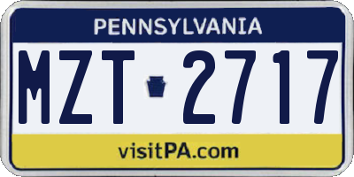 PA license plate MZT2717