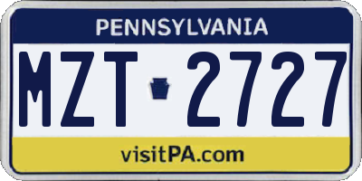 PA license plate MZT2727