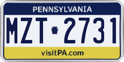 PA license plate MZT2731
