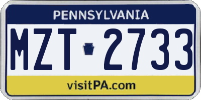 PA license plate MZT2733