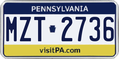 PA license plate MZT2736