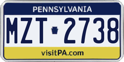 PA license plate MZT2738
