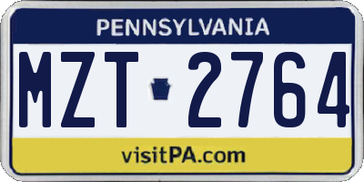 PA license plate MZT2764