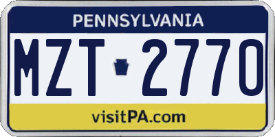 PA license plate MZT2770