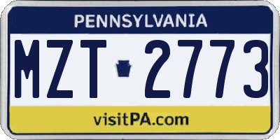 PA license plate MZT2773