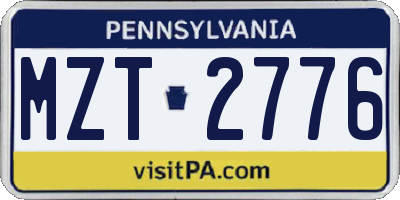 PA license plate MZT2776