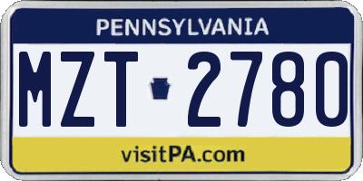 PA license plate MZT2780