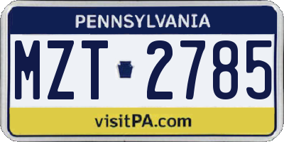 PA license plate MZT2785