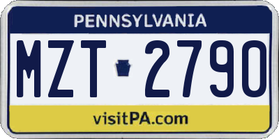 PA license plate MZT2790