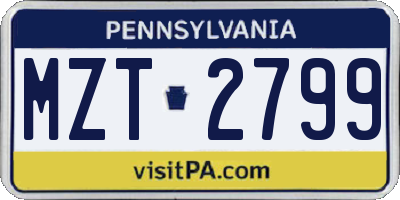 PA license plate MZT2799