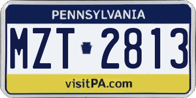 PA license plate MZT2813