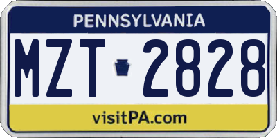 PA license plate MZT2828