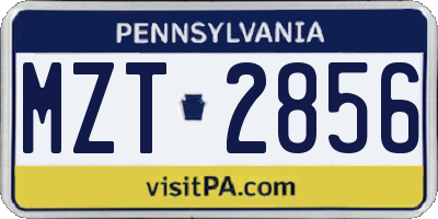 PA license plate MZT2856