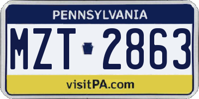 PA license plate MZT2863