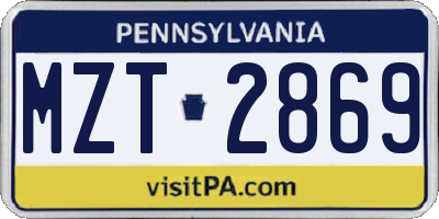 PA license plate MZT2869