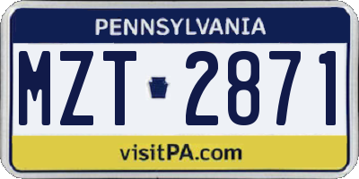 PA license plate MZT2871