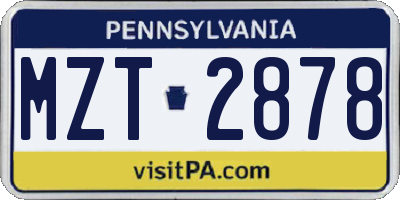 PA license plate MZT2878