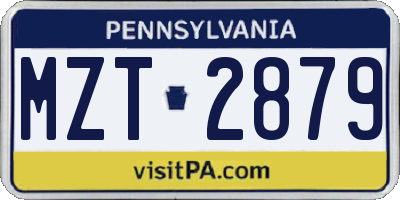 PA license plate MZT2879