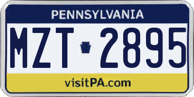 PA license plate MZT2895