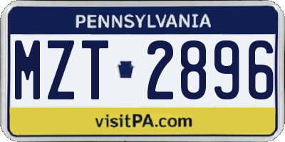 PA license plate MZT2896