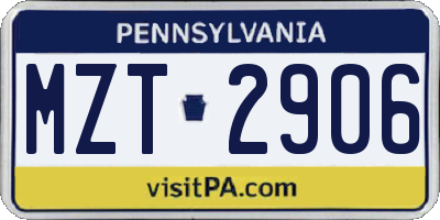 PA license plate MZT2906