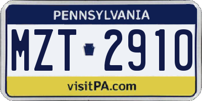 PA license plate MZT2910