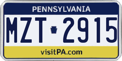 PA license plate MZT2915