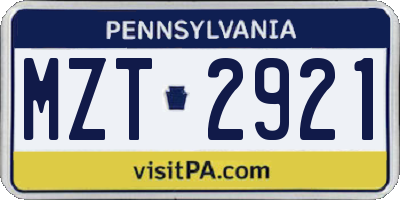 PA license plate MZT2921