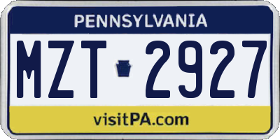 PA license plate MZT2927