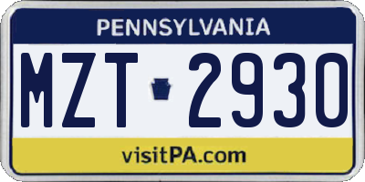 PA license plate MZT2930