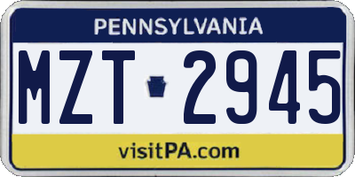 PA license plate MZT2945