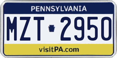 PA license plate MZT2950