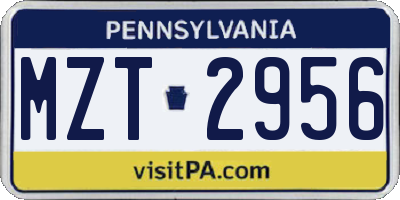 PA license plate MZT2956