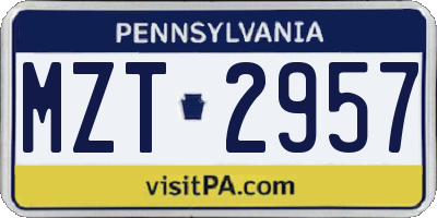 PA license plate MZT2957