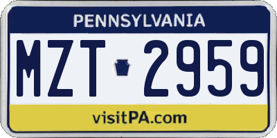 PA license plate MZT2959