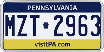 PA license plate MZT2963