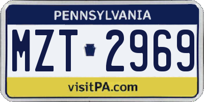 PA license plate MZT2969