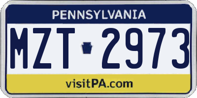PA license plate MZT2973