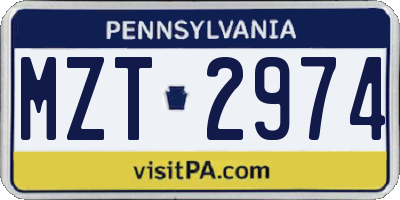 PA license plate MZT2974