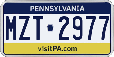 PA license plate MZT2977