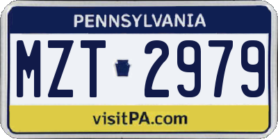 PA license plate MZT2979